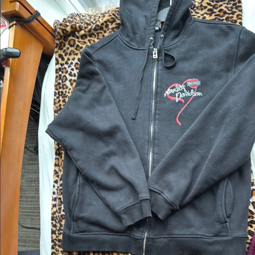 Harley-Davidson Black Hoodie with Red Logo